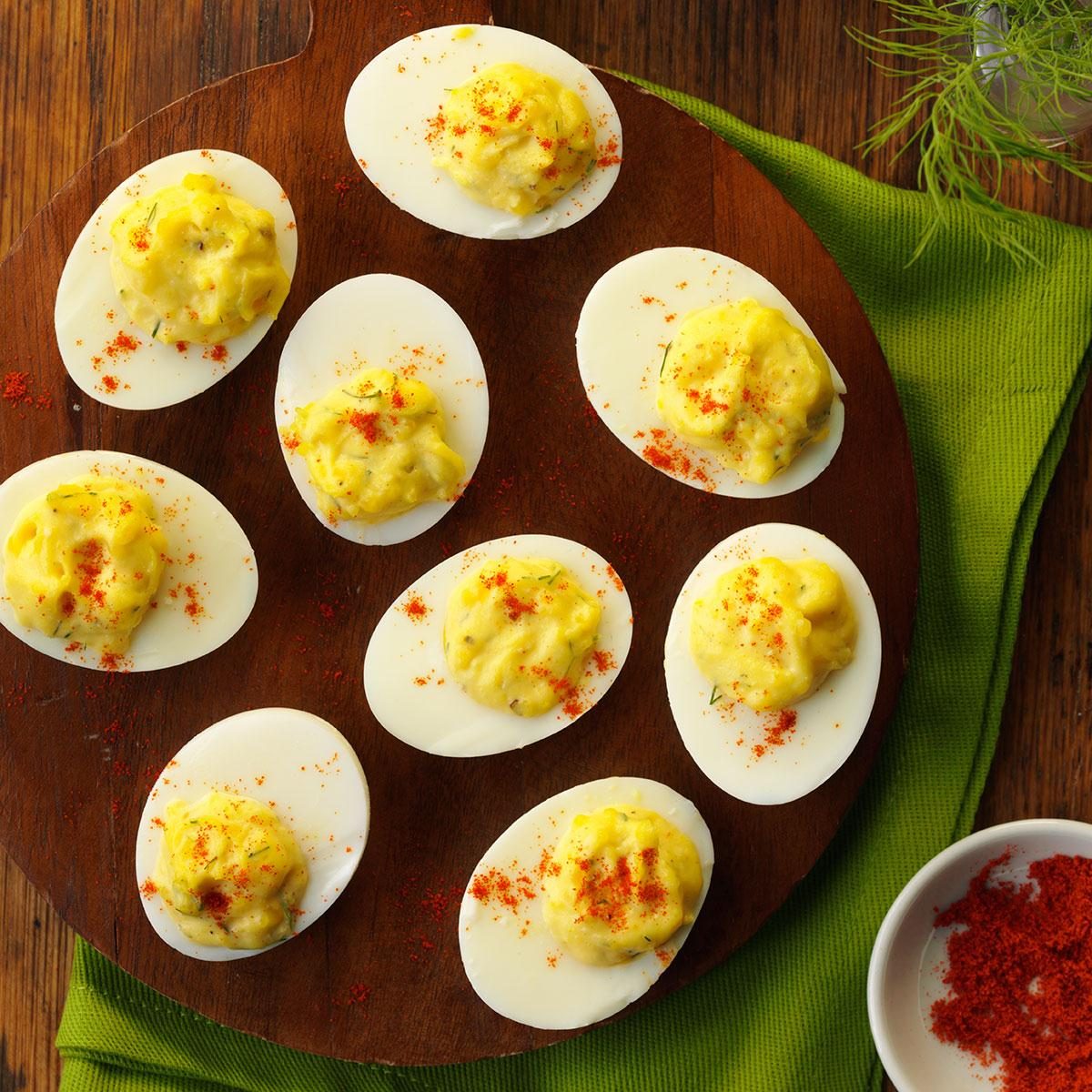 Horseradish Deviled Eggs Recipe | Taste of Home