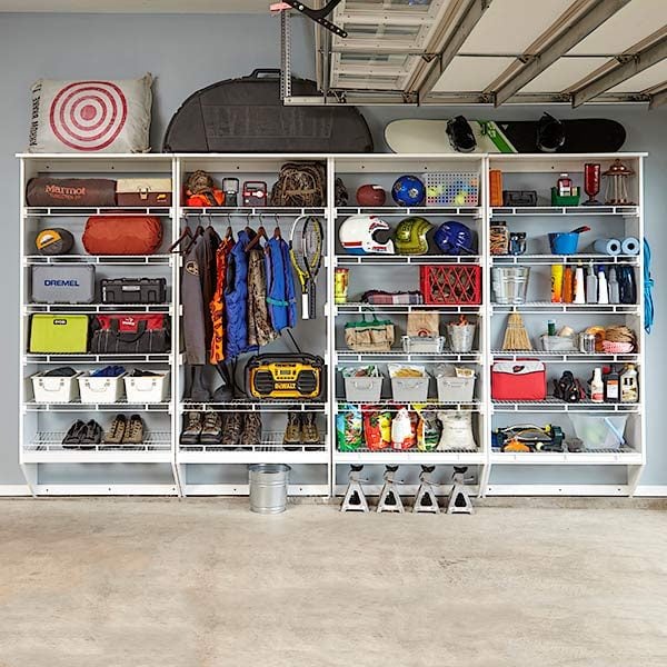 This storage system is made mostly from wire shelving and plastic 