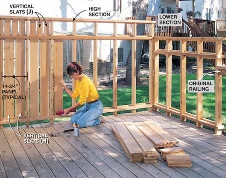 how to build a privacy fence on an existing deck