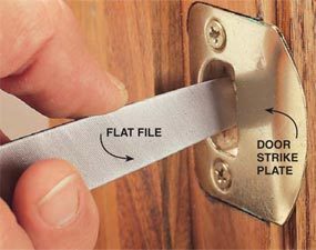 Adjusting A Door Striker Plate Diy, Sliding Glass Door Strike Adjustment