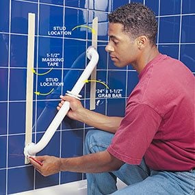 Install Bathroom Grab Bars, Bathtub Grab Bar Placement Diagram