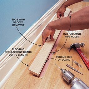 Hardwood Floor Repair How To Patch A, How To Replace A Damaged Piece Of Hardwood Flooring