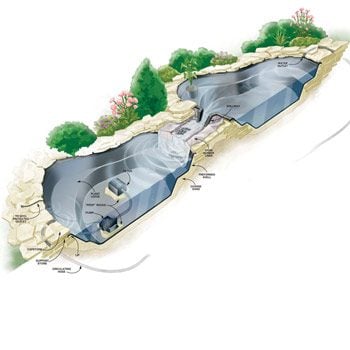 Illustration of pond and stream