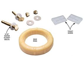 Stop a leaking toilet parts: Bolts, shims and wax ring