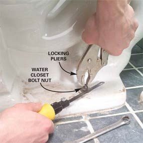 Pulling the toilet: loosen the bolts diagram