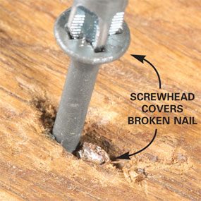 Screw beside nail