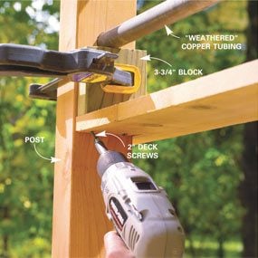 attach rails wood deck