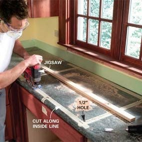 Install A Laminate Kitchen Countertop, How To Cut Sink In Laminate Countertop