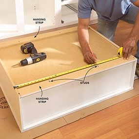 How To Install Kitchen Cabinets Diy, How To Install Cabinets Without Studs