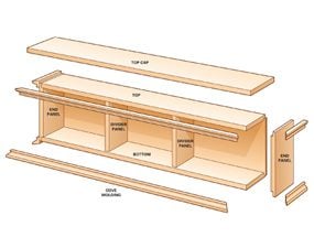 Exploded view of the cabinet.