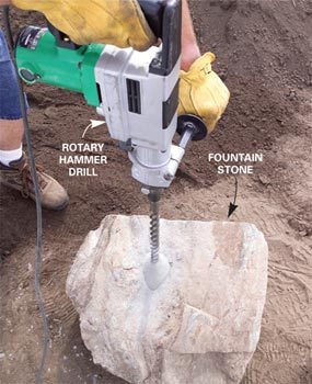  Drilling the water fountain stone