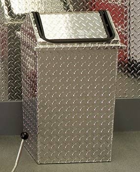 Diamond-plate waste container