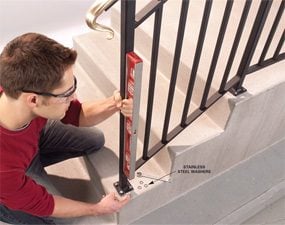 Install An Outdoor Stair Railing, How To Install Outdoor Railings For Stairs
