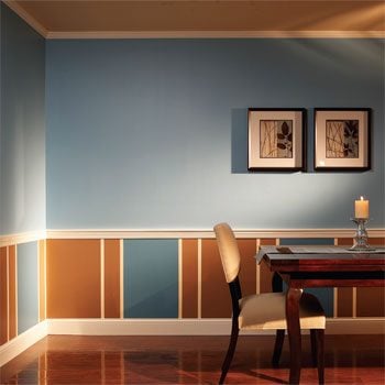Dining room with chair rail and two paint colors