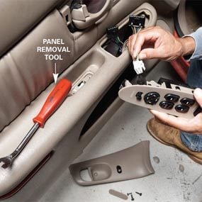 Car window repair: remove the switch panel