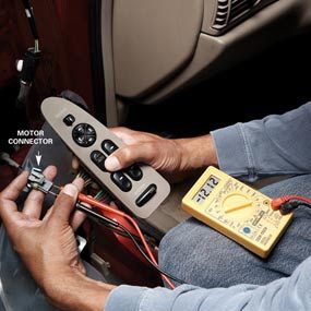 Car window repair: test the motor connector