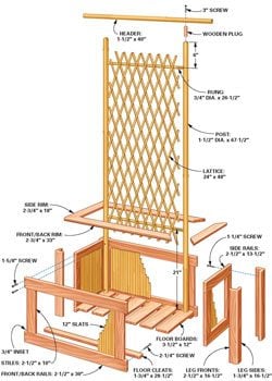 Bamboo planter and trellis technical drawing