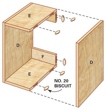 Technical drawing of small closet organizer box and its dimensions.
