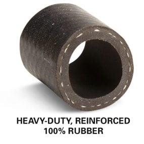 Cut-away section of a heavy-duty, reinforced 100 percent rubber hose
