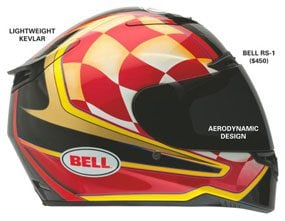 Side view of a motorcycle helmet.