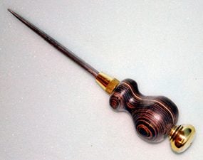 Scratch awl with custom-made wooden handle