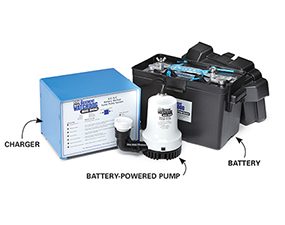 sump pump backup battery system components
