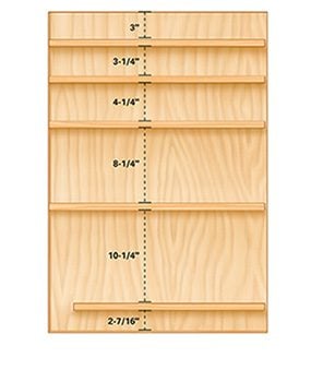 Make a mix of shallow and deep drawers for the tool storage cabinets.