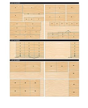Cut the plywood for the tool storage cabinets in accordance with these cutting diagrams.