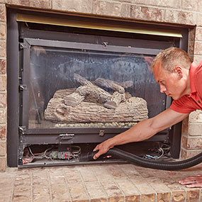 Many gas fireplaces use a blower to drive warm air out into the room. They also have a fan speed adjustment switch so you can strike a balance between blowe