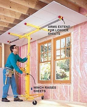 Make hanging drywall almost easy with a drywall lift.