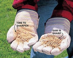 Check the waste to tell if it's time to sharpen chainsaw