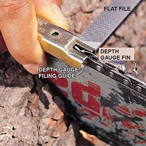 Check depth gauge heights on chainsaw