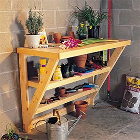 The wood work bench can also be used as a potting bench.