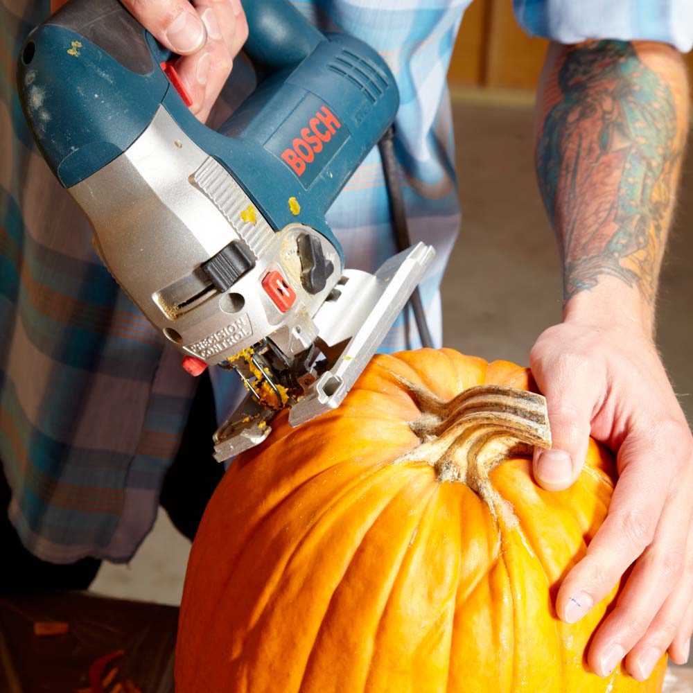 Use Your Jigsaw to Cut the Top of the Pumpkin