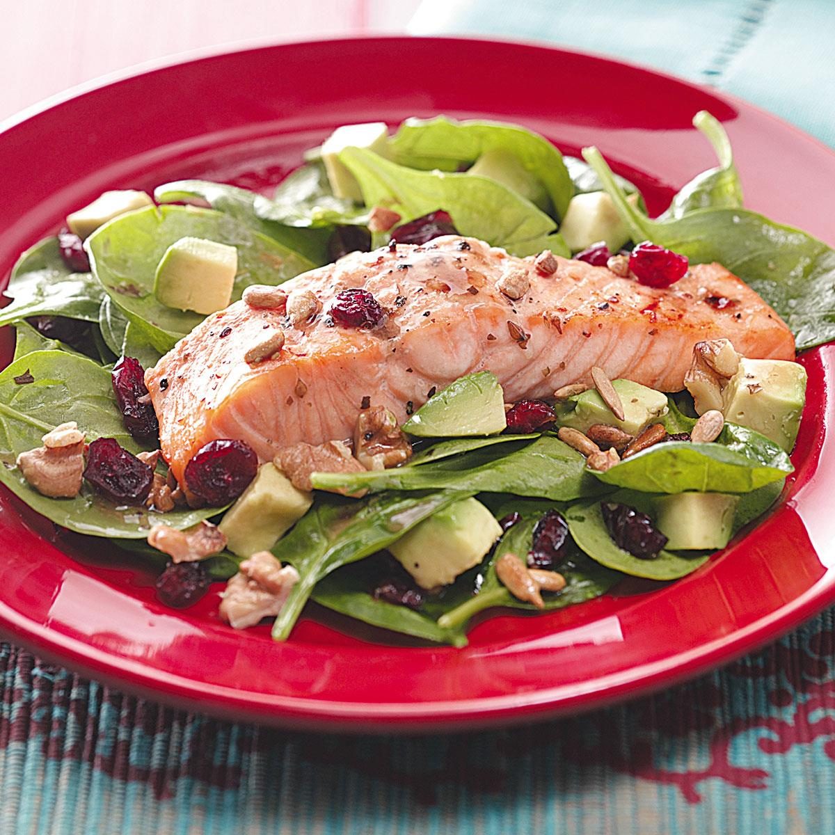 Balsamic-Salmon Spinach Salad Recipe | Taste of Home