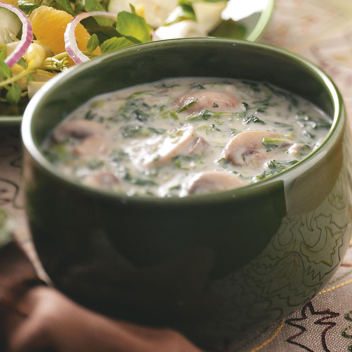 Mushroom-Spinach Cream Soup Recipe | Taste of Home