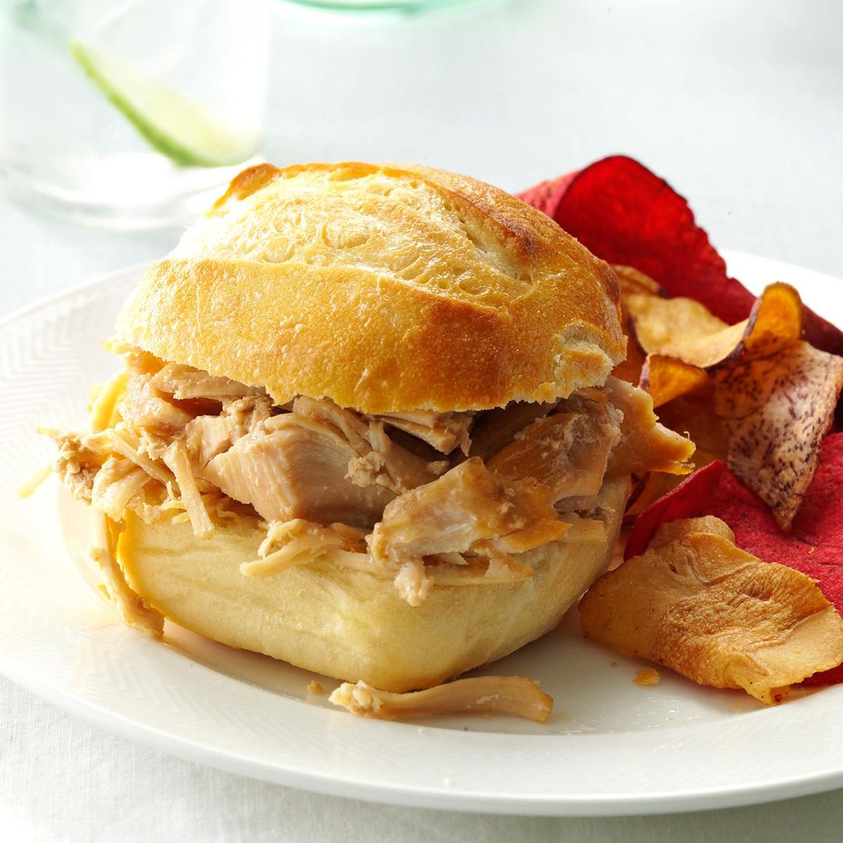 Slow Cooker Shredded Turkey Sandwiches Recipe | Taste of Home