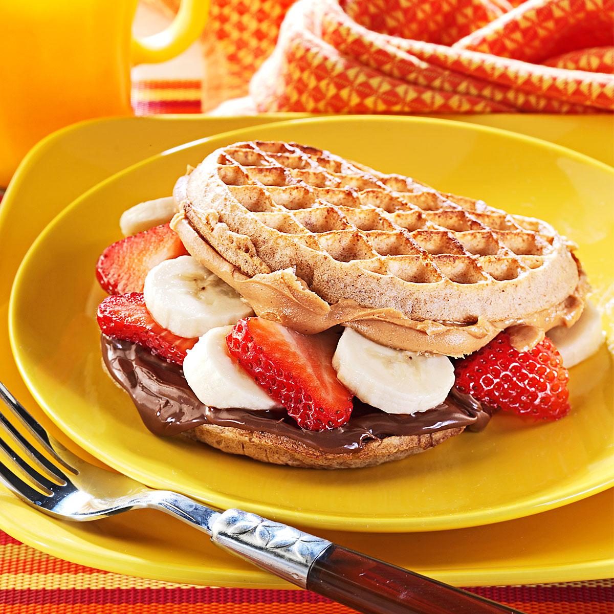 Nutty Waffle Sandwiches Recipe | Taste of Home