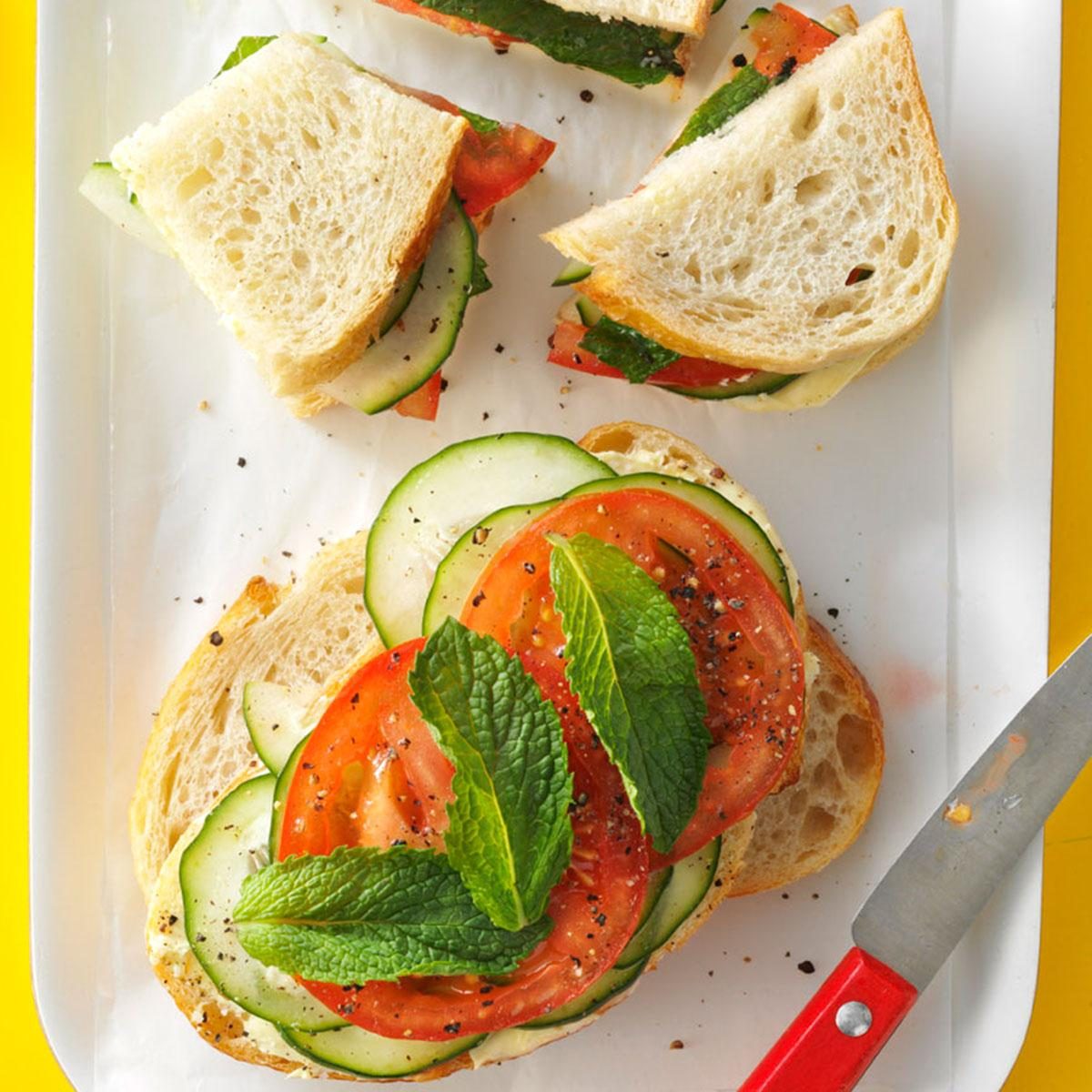 Mint-Cucumber Tomato Sandwiches Recipe | Taste of Home