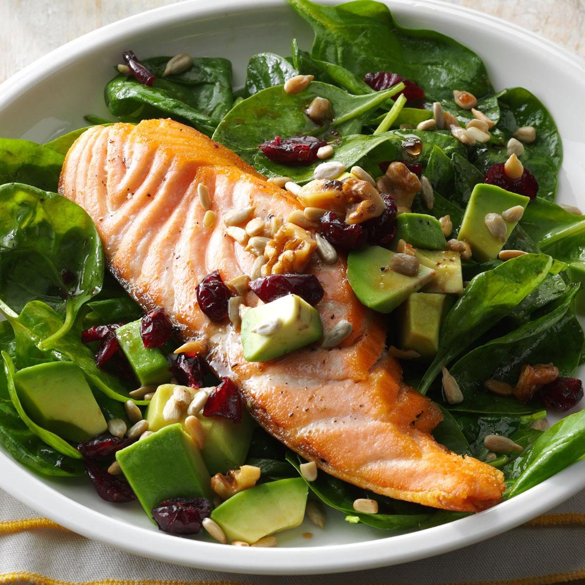 Salmon & Spinach Salad with Avocado Recipe | Taste of Home