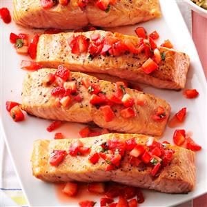 Seared Salmon with Strawberry Basil Relish
