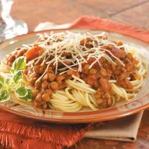Hearty Lentil Spaghetti Recipe | Taste of Home
